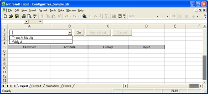 Configurizer Excel sample screen shot